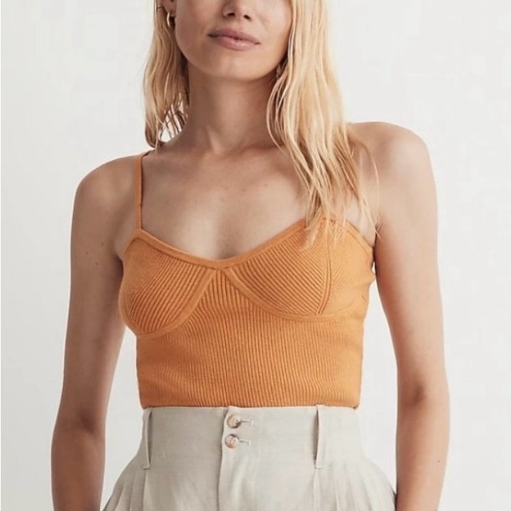 Madewell Mustard Ribbed Crop Top